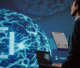 A person in a suit holds a laptop and clipboard, facing a digital brain with glowing lines and "AI" text, conveying innovation and technology focus.
